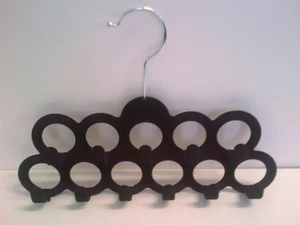 6 Belt Tie Scarf Black Velvet Hanger 11 Hooks Accessories New Slim Line Non Slip - Picture 1 of 5