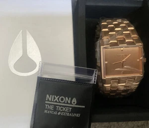 RARE Nixon The Ticket 2 Watch Rose Gold Mens / Unisex 34mm Rotolog Style - Picture 1 of 12