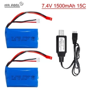 2PCS Li-ion Battery 7.4V 1500mAh JST Plug for RC Car Boat Helicopter MJX T10 USA - Picture 1 of 7