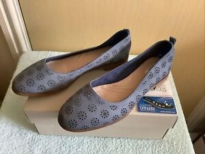 Ladies Alania Rosa Blue Nubuck Shoes Size 7 D Fit