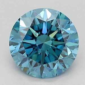 Lab Created IGI Certified Round 1.59ct SI2 Diamond Fancy Vivid Blue - Picture 1 of 2