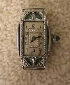 Bulova Miss America Watch, 1924, Art Deco, Emeralds, Running - Picture 1 of 9