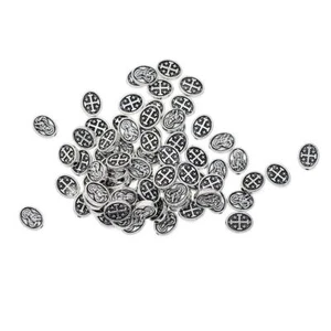 50x Tibetan Alloy Mary Cross Oval Spacer Beads Beading - Picture 1 of 7