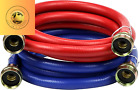 2 PACK Rubber Washing Machine Hoses (6 FT) Burst Proof Red and Blue Coded Washer