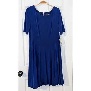 Jessica Howard Cobalt Dress Cocktail Party Career Gold Zip Size 16 NWT - Picture 1 of 7
