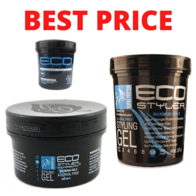 ECO STYLER PROFESSIONAL SUPER PROTEIN STYLING GEL MAXIMUM HOLD 7OZ,16OZ,32OZ