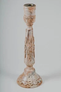 Vintage handcarved wooden floorstanding candleholder - Picture 1 of 1