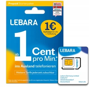Lebara +49 Deutschland Starter Karta SIM Card PrePaid SIM 7.00€ Aktywna - Zdjęcie 1 z 4