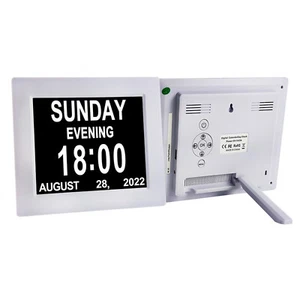 8" Große Uhr Elektronische Tag Datum Kalenderuhr für Senioren mit Fernbedienung - Bild 1 von 11
