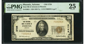 Phoenix, AZ - $20 1929 Ty. 1 First National Bank of Arizona Ch. # 3728 PMG VF 25 - Picture 1 of 2