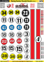 MG6400-1 1/24 High Def UltraCal Decals Racing Number Decals Style1