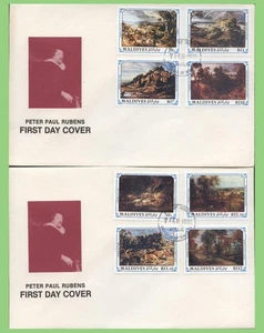 Maldive Islands 1991 Rubens paintings set on two First Day Covers - Picture 1 of 1