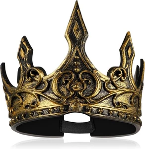 1Pcs King Crown Antique Golden Round Crowns for Men Medieval Royal... - Imagen 1 de 9