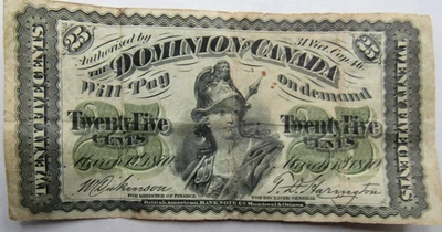 DOMINION of CANADA, 25 CENTS, P#8a, DC-1c, 1870 - Image 1 of 2