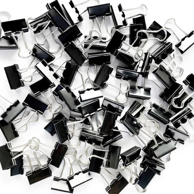 96 mini clips de carpeta 19 mm pequeñas abrazaderas de papel de oficina a granel negro Foto 1 de 4