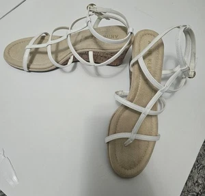 Anne Klein Women's White Strapy Sandy Wedge Sandals Size 10 - Picture 1 of 5