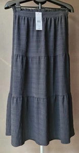 BNWT Tesco F&F Black Tiered Midaxi Skirt With Elasticated Waist Size 10 - Picture 1 of 9