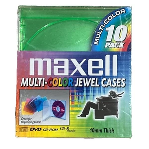 Maxell CD-350 Vintage CD Storage Jewel Cases Multi Color 10-Pack - Picture 1 of 6