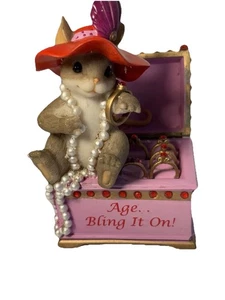 Charming Tails “Age..Bling It On” Figurine Dazzling Diva Mouse Fitz Floyd 4” - Picture 1 of 15