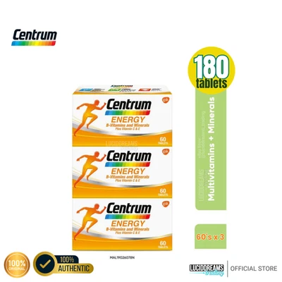 3 boxes X 60's New Centrum Energy B-Vitamins and Minerals + Vitamin C & E - Image 1 of 4