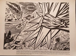 1961 Alfredo Sosabravo Original Political Woodcut Print Cuba Art Xylography 1 - Bild 1 von 23