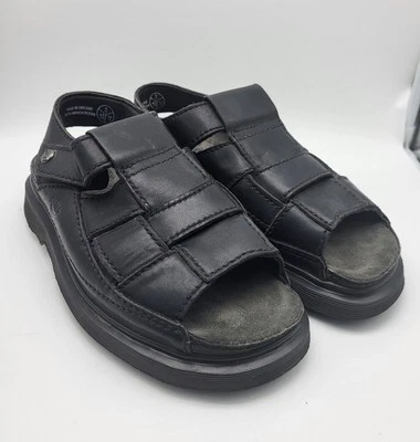 Dr. Martens 9070 Fisherman Sandals Black Leather Woven Mens Size 10 Distressed  - Image 1 of 4