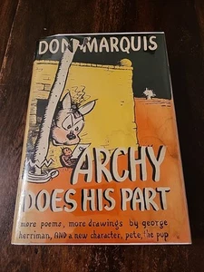 Don Marquis - Archy Does His Part (1936) Hardcover w/ Dust Jacket VERY CLEAN - Picture 1 of 24