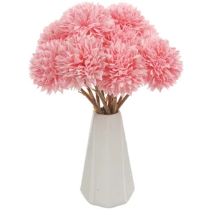 Tinsow 12 Pcs Faux Ball Chrysanthemum Bouquet Pink Artificial Ball Flowers Fa... - Picture 1 of 5