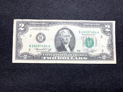 1976 Two Dollar Bill Alignment Error S/N B28097454A Estate Find - Image 1 of 4