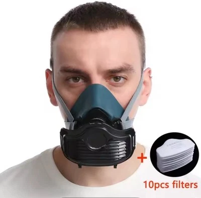 Silicone Dust Proof Half Gas Mask For Spray Paint Carpentry Grinding Decoration - Image 1 of 4