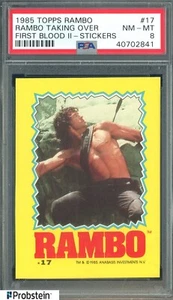 1985 Topps Rambo First Blood II Stickers #17 Rambo Taking Over PSA 8 - Picture 1 of 2