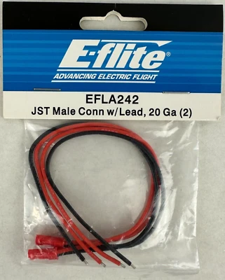 E-Flite EFLA242 20 Gauge JST Male Connector with Lead (2) New - Image 1 of 2