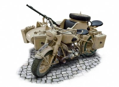 Italeri 7403 German Military Motorcycle with Sidecar 1:9th Scale Plastic Kit T48 - Image 1 of 4