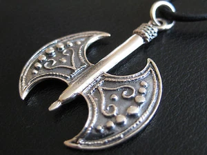 Doppel Axt Amulett 925 er Silber Wikinger Anhänger  /  KA 286 - Bild 1 von 8