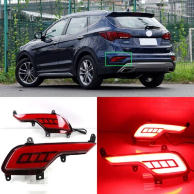 LED Rear Bumper Reflector Fog Brake Lights For Hyundai Santa Fe ix45 2016-2018 - Image 1 of 4