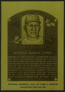 ALFONSO RAMON LOPEZ Cleveland/Chicago HOF METALLIC PLAQUE CARD ~1 of 1000 issue~ - Picture 1 of 2