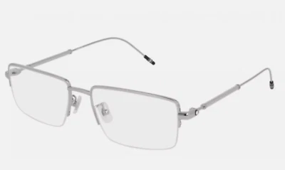 Nuevas gafas semi-sin montura Montblanc MB0113O 003 58-18 150 marcos plateados brillantes Foto 1 de 2