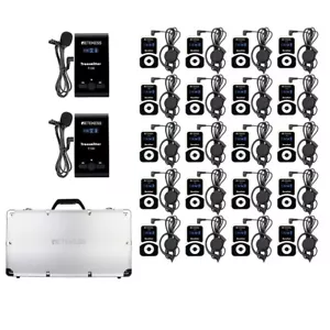 T130 Wireless Tour Guide System Mic Transmitter+20*Receivers+Charge Case - Picture 1 of 11