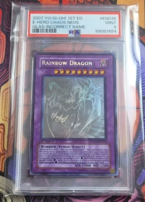 Rainbow Dragon Misprint Icorrect Name Ghost Rare 1st Edition PSA 9	Yugioh Card - Image 1 of 2