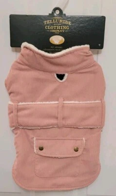 Telluride Clothing Co Pet Dog Sherpa Lined Corduroy Jacket EXTRA XS SMALL Pink - Image 1 of 4