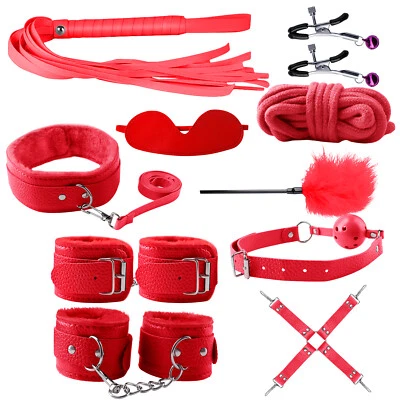 Juego de 10 piezas de juguetes BDSM para mujeres esposas bondage abrazaderas para pezones SM kit restricciones EE. UU. Foto 1 de 4