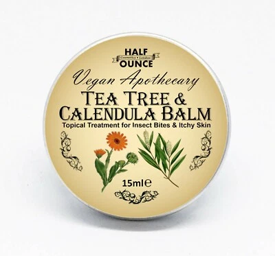 HALF OUNCE COSMETICS Insect Bite & Itchy Skin Relief, Vegan and Natural Balm, Calendula & Tea Tree