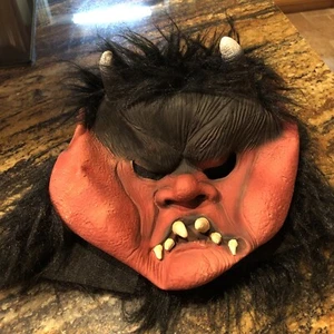 VTG 1999 Paper Magic Group Halloween Red Devil Horned Mask Scary Demon Beast - Picture 1 of 7