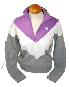 FILA Sweathshirt Fleece 1/4 Zip Colorblock Pullover NWT Womens S PURPLE WHITE - Picture 1 of 3