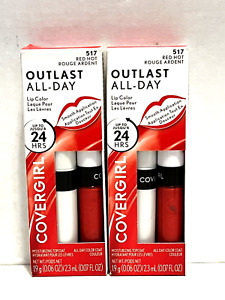 2 New Covergirl Outlast 2 Step Lip Color Lipstick #517 Red Hot