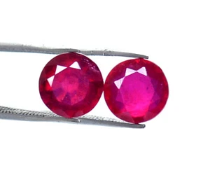 Natural Ruby Round Cut Pair 8 mm 5.26 CTS Loose Gemstones GF - Picture 1 of 9