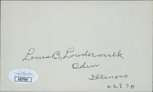 Louis Lowdermilk St. Louis Cardinals Signed 3x5 Index Card JSA Authenticated - Picture 1 of 2