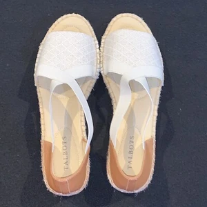 NUEVO SIN ETIQUETAS Talbots Illysa Alpargatas Sandalias Planas Crema Tostado Talla 9 1/2 - Imagen 1 de 9