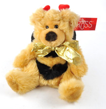 Russ Berrie 7101 Breezy Bear Plush Animal Bumble Bee Hearts Valentines Wings 9"