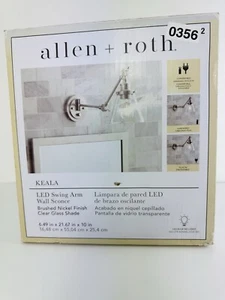allen + roth Keala LED Brushed Nickel Wall Sconce With Swing Arm -NEW OPEN BOX- - Picture 1 of 21